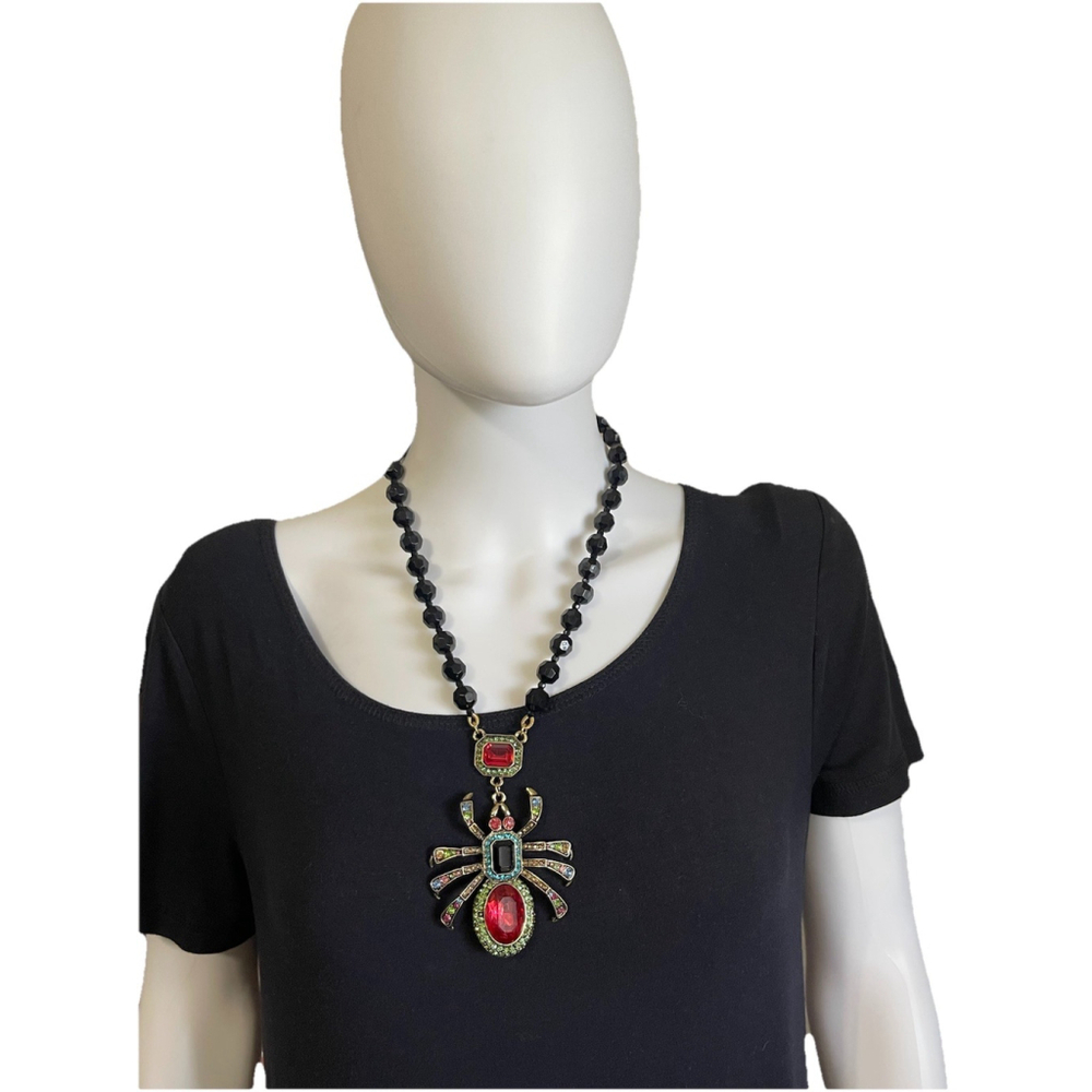 Spider Tarantula Necklaces Multicolor Stone Large Retro Style Goth Statement